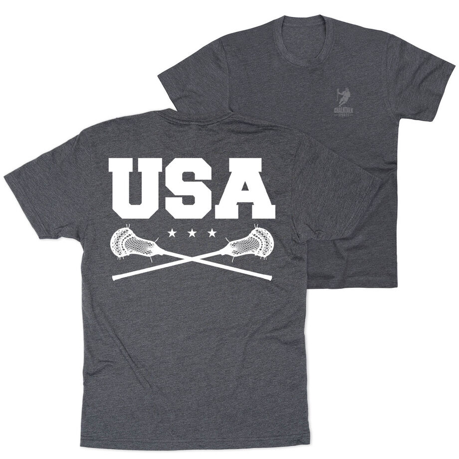 Guys Lacrosse Short Sleeve T-Shirt - USA (Back Design)