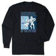 Guys Lacrosse Tshirt Long Sleeve - Survival of the Fittest