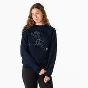 Soccer Crewneck Sweatshirt - Soccer Girl Player Sketch