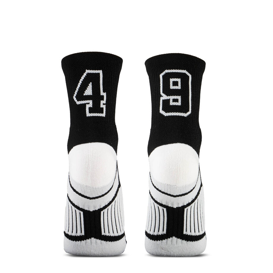 Team Number Woven Quarter Length Socks - Black