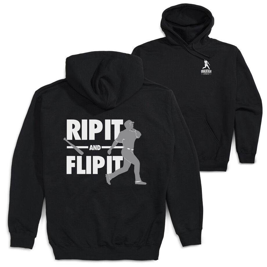 Baseball Hooded Sweatshirt - Rip It Flip It (Back Design)