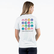 Cheerleading Short Sleeve T-Shirt - Cheer Makes Me Happy (Back Design)