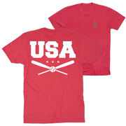 Baseball Short Sleeve T-Shirt - USA (Back Design)
