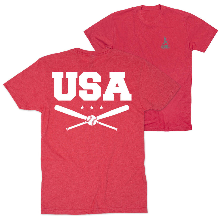 Baseball Short Sleeve T-Shirt - USA (Back Design)