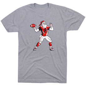 Football Short Sleeve T-Shirt - Touchdown Santa [Adult Small/Gray] - SS