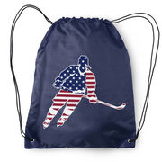 Hockey Drawstring Backpack - Hockey Stars and Stripes Player