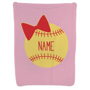 Softball Baby Blanket - Personalized Softball Bow