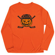 Hockey Long Sleeve Performance Tee - Helmet Pumpkin