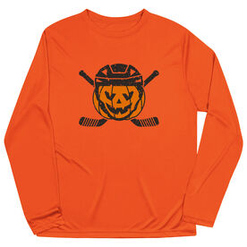 Hockey Long Sleeve Performance Tee - Helmet Pumpkin