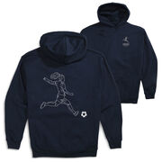 Soccer Hooded Sweatshirt - Soccer Girl Player Sketch (Back Design)