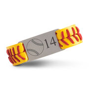 Authentic Softball Leather Bracelet With Slider - Custom Number