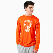 Hockey Long Sleeve Performance Tee - My Goal is to Deny Yours Goalie Mask