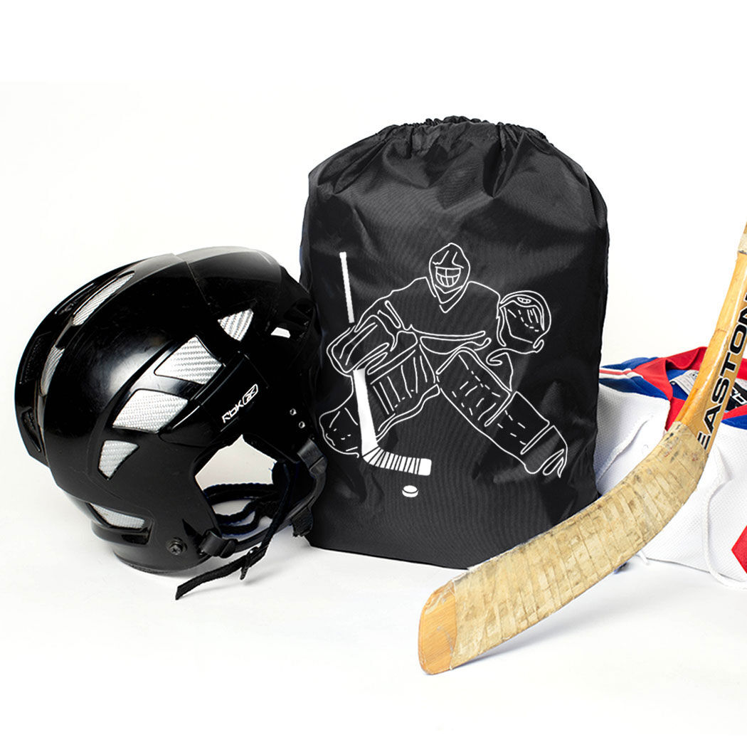 ChalkTalkSPORTS Hockey Sport Pack Cinch Sack Hockey Goalie Sketch Black 