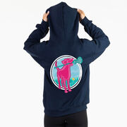 Girls Lacrosse Hooded Sweatshirt - Lacrosse Dog with Girl Stick (Back Design)