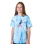 Softball Short Sleeve T-Shirt - Softball Stars and Stripes Player Tie Dye