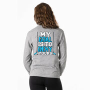 Hockey Tshirt Long Sleeve - My Goal Is To Deny Yours (Blue/Black) (Back Design)