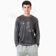 Basketball Long Sleeve Performance Tee - Basketball Player Sketch