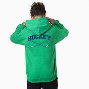 Hockey Hooded Sweatshirt - Hockey Crossed Sticks Logo (Back Design)