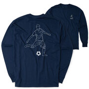 Soccer Tshirt Long Sleeve - Soccer Guy Player Sketch (Back Design)