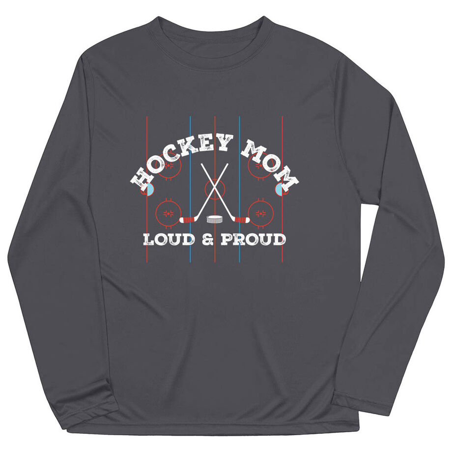 Hockey Long Sleeve Performance Tee - Loud and Proud Hockey Mom