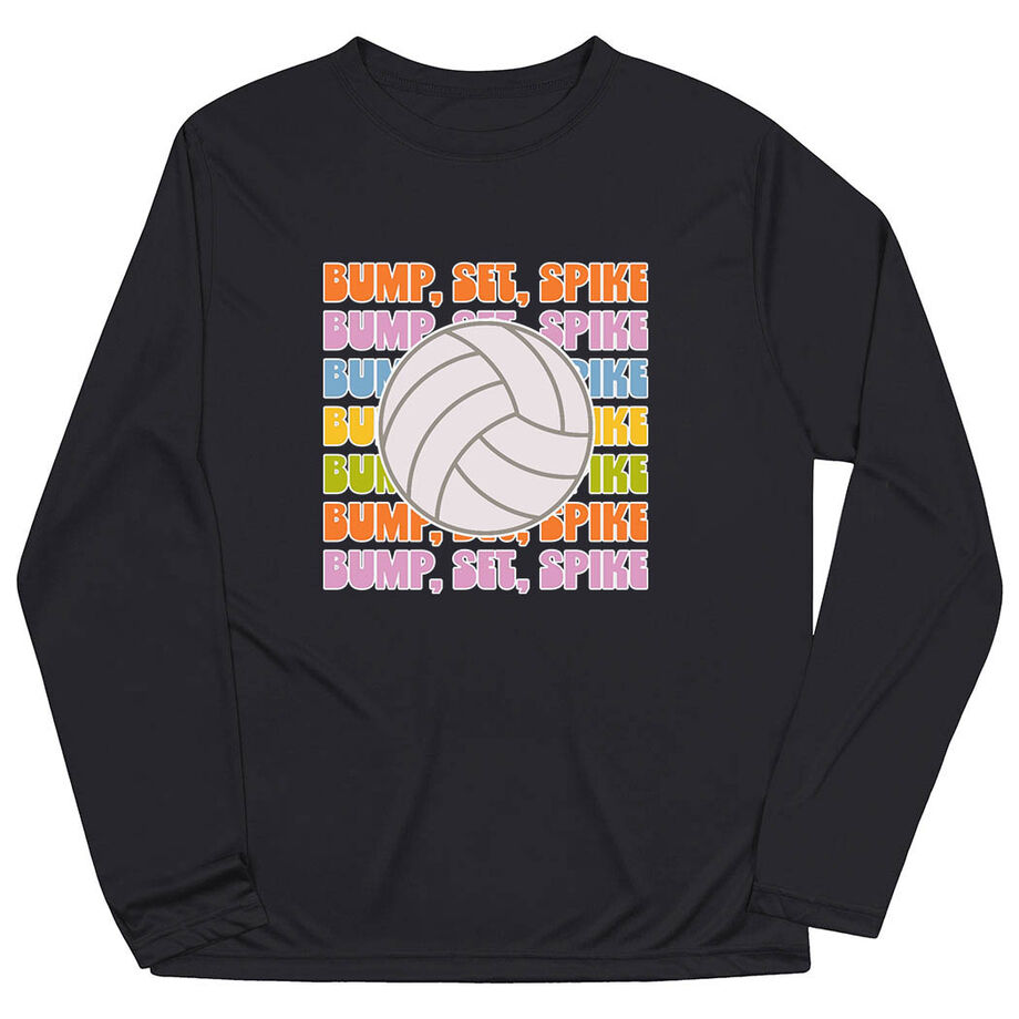 Volleyball Long Sleeve Performance Tee - Bump, Set, Spike