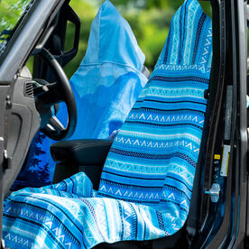 Running Seat Cover Towel - Blue Aztec