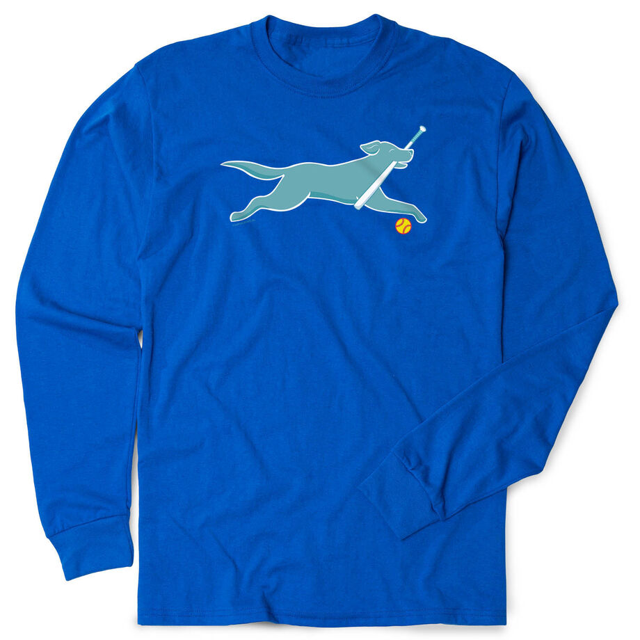 Softball Tshirt Long Sleeve - Mitts The Softball Dog
