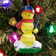 Softball Ornament - Softball Snowman
