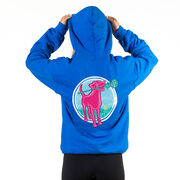 Girls Lacrosse Hooded Sweatshirt - Lacrosse Dog with Girl Stick (Back Design)