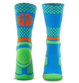 Basketball Woven Mid-Calf Socks - Dots (Blue/Green)