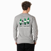 Guys Lacrosse Tshirt Long Sleeve - Laxin' With My Gnomies (Back Design)