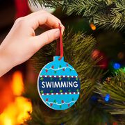 Swimming Round Ceramic Ornament - Swim With Christmas Lights