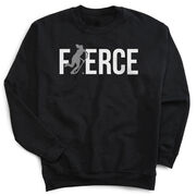 Field Hockey Crewneck Sweatshirt - Fierce Field Hockey Girl with Silver Glitter