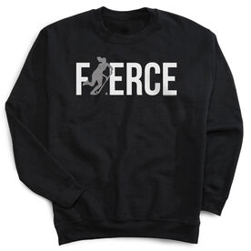 Field Hockey Crewneck Sweatshirt - Fierce Field Hockey Girl with Silver Glitter