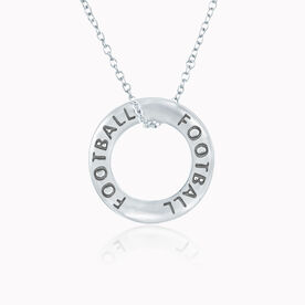 Sterling Silver Football Message Ring Necklace