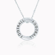 Sterling Silver Football Message Ring Necklace