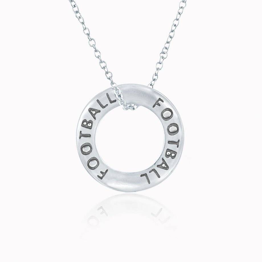 Sterling Silver Football Message Ring Necklace