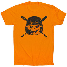 Baseball/Softball Short Sleeve T-Shirt - Helmet Pumpkin