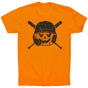 Baseball/Softball Short Sleeve T-Shirt - Helmet Pumpkin