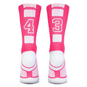 Team Number Woven Mid-Calf Socks - Pink