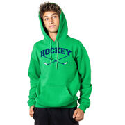 Hockey Hooded Sweatshirt - Hockey Crossed Sticks Logo