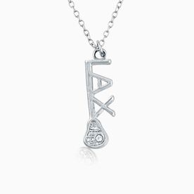 Silver LAX Stick Necklace with Cubic Zirconia