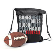 Football Drawstring Backpack Bones Saying