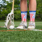 Lacrosse Woven Mid-Calf Socks - American Lax (Red/White/Blue)