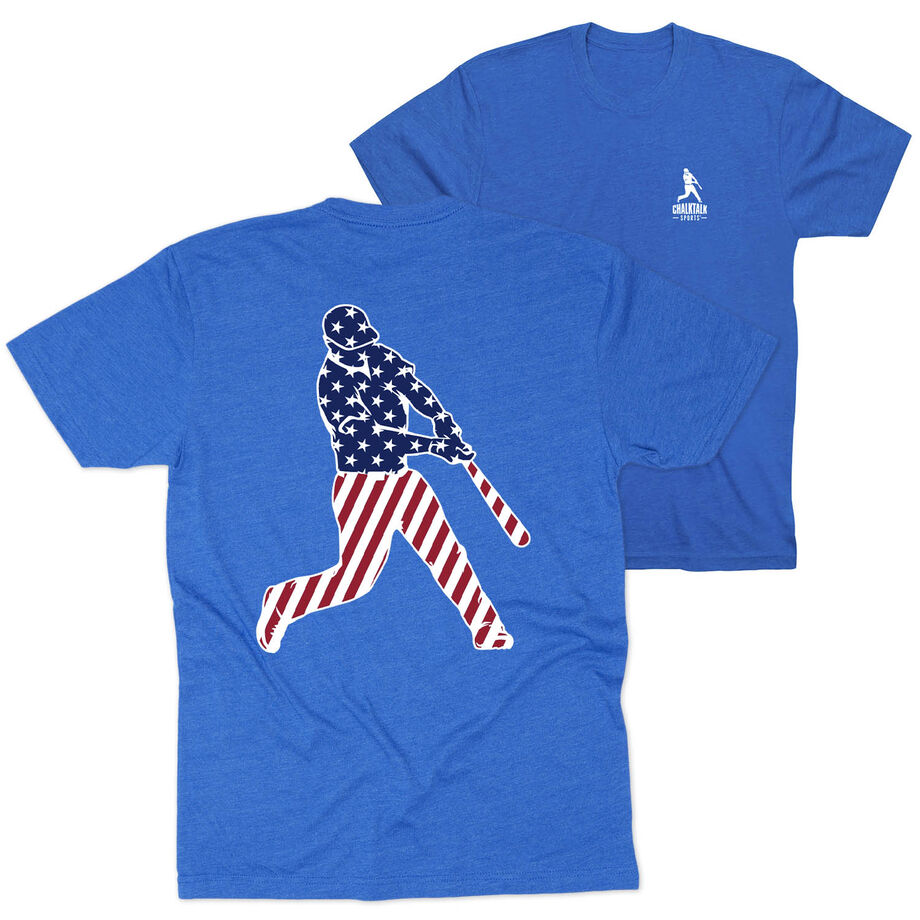 Baseball Short Sleeve T-Shirt - Baseball Stars and Stripes Player (Back Design)