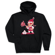Girls Lacrosse Hooded Sweatshirt - Top Shelf Elf [Adult Medium/Black] - SS