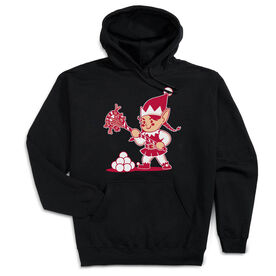 Girls Lacrosse Hooded Sweatshirt - Top Shelf Elf [Adult Medium/Black] - SS