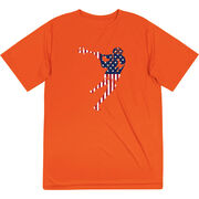 Guys Lacrosse Short Sleeve Performance Tee - American Flag Silhouette