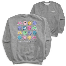 Cheerleading Crewneck Sweatshirt - Cheer Makes Me Happy (Back Design)