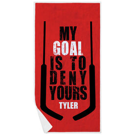 Hockey Premium Beach Towel - My Goal is To Deny Yours (Goalie)